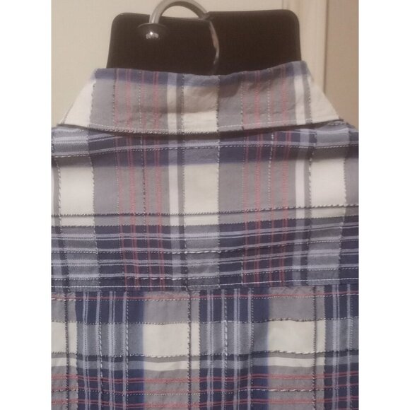 Tommy Bahama Shirt Mens Large L Blue Plaid Silk Blend Button Up Short Sleeves - Picture 9 of 14